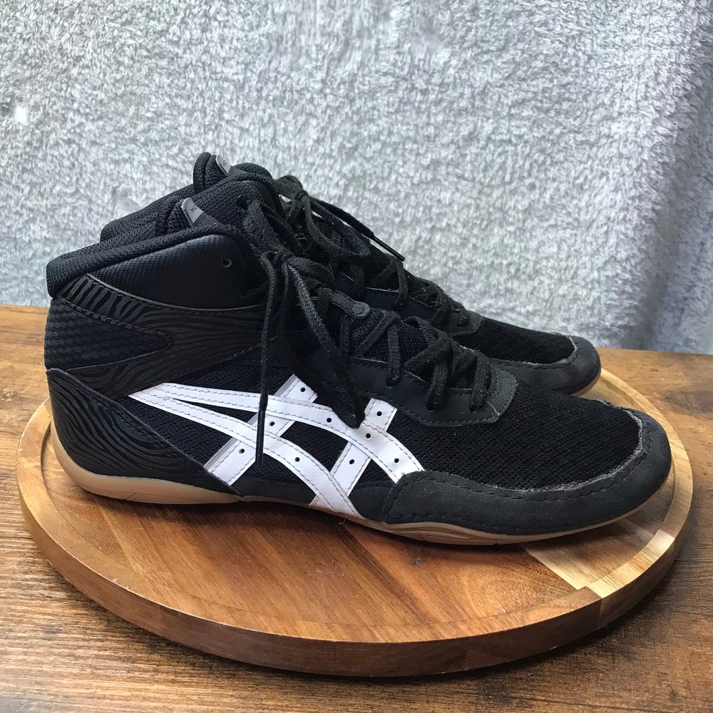 Asics Matflex 7 Wrestling Shoes Mens 9.5 Black White High Top MMA Gym Sneaker‎